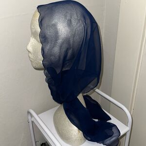 Vintage 50s/60s blue polyester head scarf